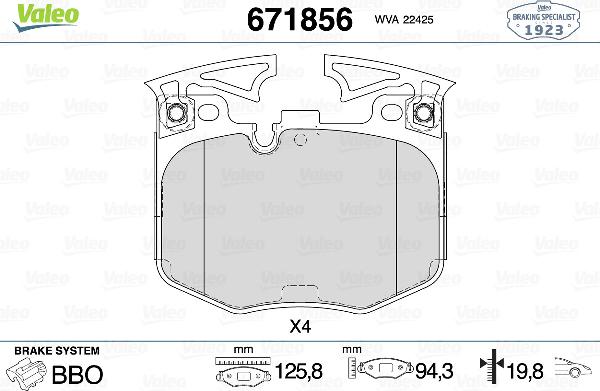 Valeo 671856 - Set placute frana,frana disc aaoparts.ro