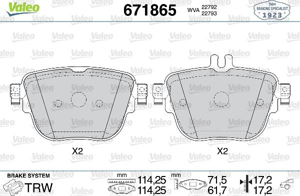 VALEO 671865 - Set placute frana,frana disc aaoparts.ro