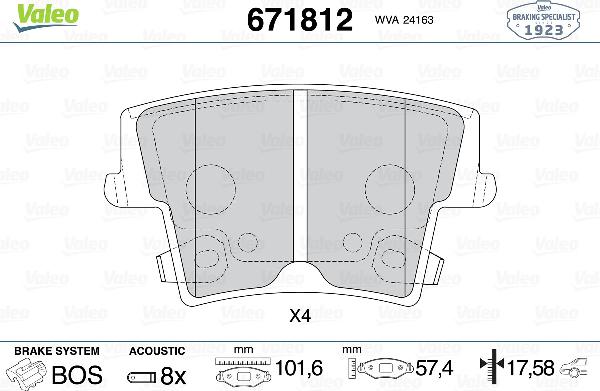 VALEO 671812 - Set placute frana,frana disc aaoparts.ro