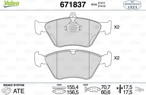 Valeo 671837 - Set placute frana,frana disc aaoparts.ro