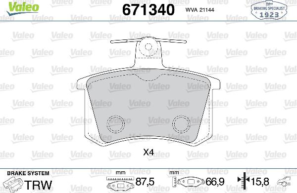 VALEO 671340 - Set placute frana,frana disc aaoparts.ro