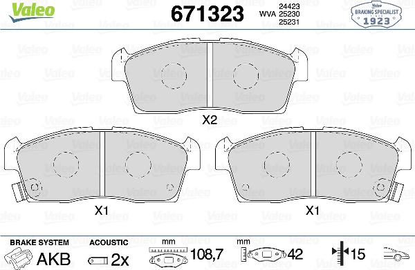 VALEO 671323 - Set placute frana,frana disc aaoparts.ro