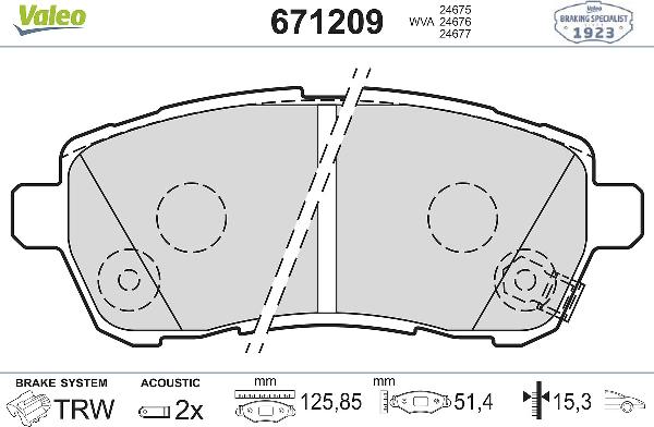 VALEO 671209 - Set placute frana,frana disc aaoparts.ro