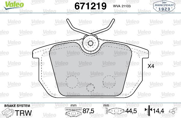 Valeo 671219 - Set placute frana,frana disc aaoparts.ro