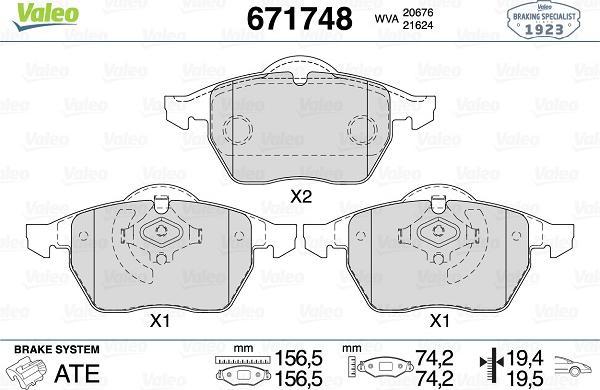 Valeo 671748 - Set placute frana,frana disc aaoparts.ro