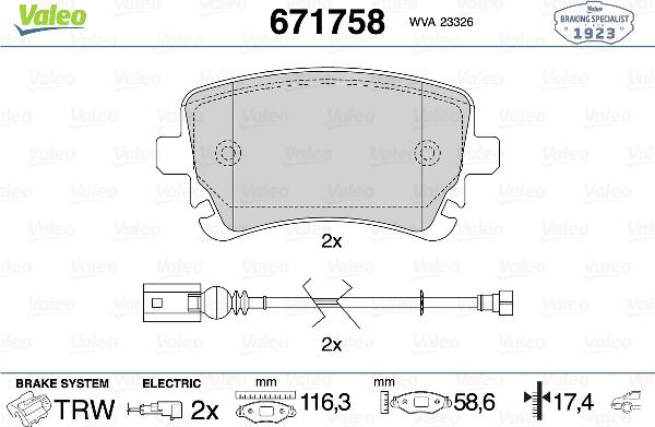VALEO 671758 - Set placute frana,frana disc aaoparts.ro