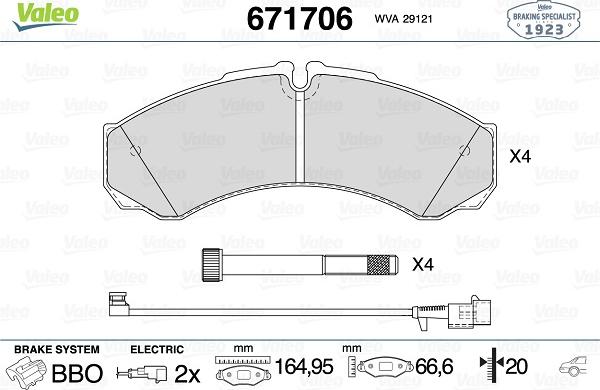 Valeo 671706 - Set placute frana,frana disc aaoparts.ro