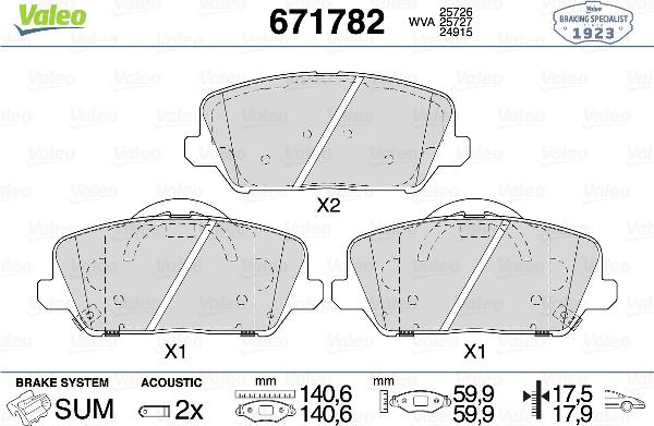 Valeo 671782 - Set placute frana,frana disc aaoparts.ro