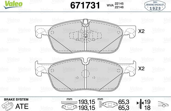 Valeo 671731 - Set placute frana,frana disc aaoparts.ro