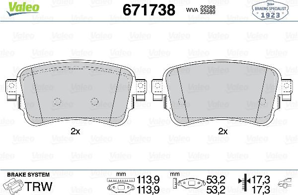 VALEO 671738 - Set placute frana,frana disc aaoparts.ro