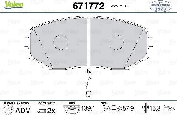 VALEO 671772 - Set placute frana,frana disc aaoparts.ro