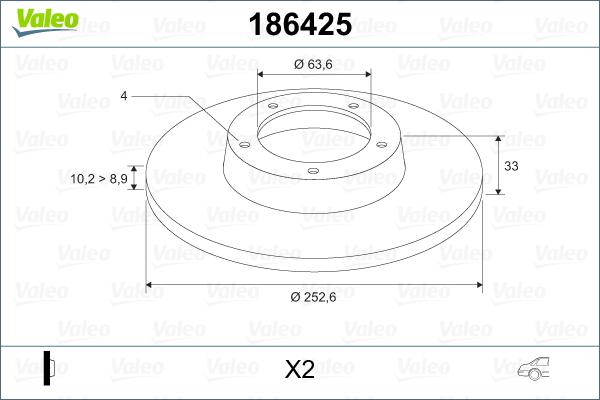 Valeo 186425 - Disc frana aaoparts.ro