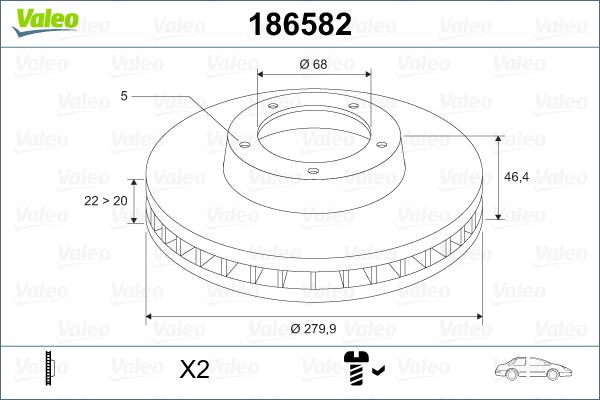 Valeo 186582 - Disc frana aaoparts.ro