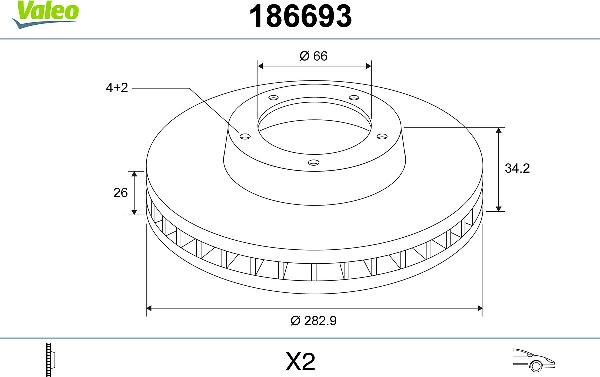 VALEO 186693 - Disc frana aaoparts.ro