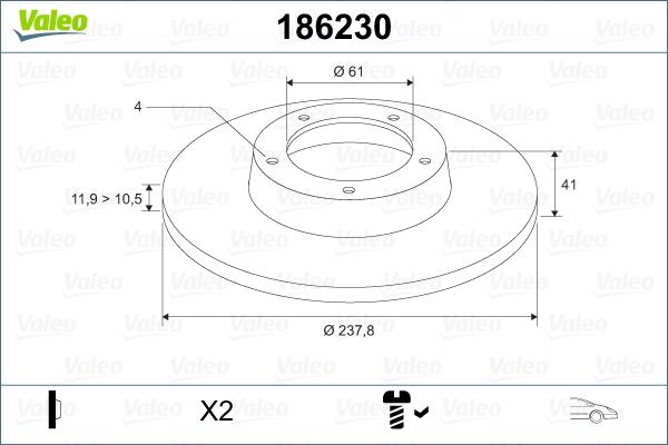 Valeo 186230 - Disc frana aaoparts.ro