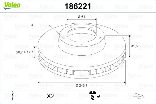 VALEO 186221 - Disc frana aaoparts.ro