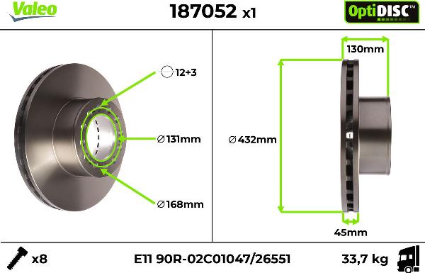 Valeo 187052 - Disc frana aaoparts.ro