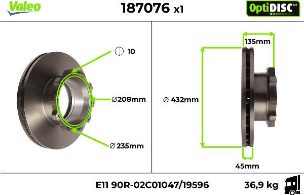 Valeo 187076 - Disc frana aaoparts.ro