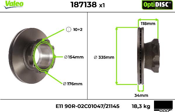 Valeo 187138 - Disc frana aaoparts.ro