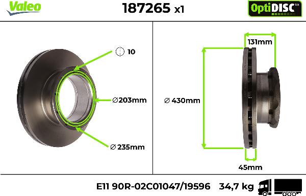 Valeo 187265 - Disc frana aaoparts.ro