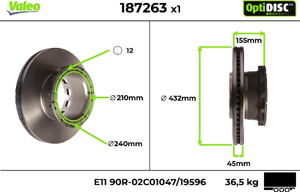 Valeo 187263 - Disc frana aaoparts.ro