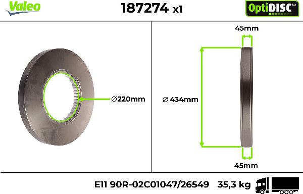Valeo 187274 - Disc frana aaoparts.ro