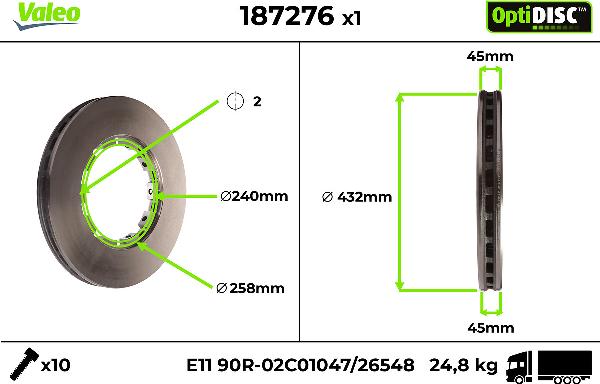 Valeo 187276 - Disc frana aaoparts.ro