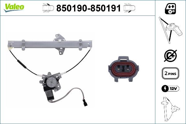 Valeo 850190 - Mecanism actionare geam aaoparts.ro