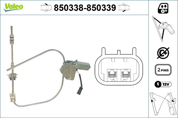 VALEO 850338 - Mecanism actionare geam aaoparts.ro