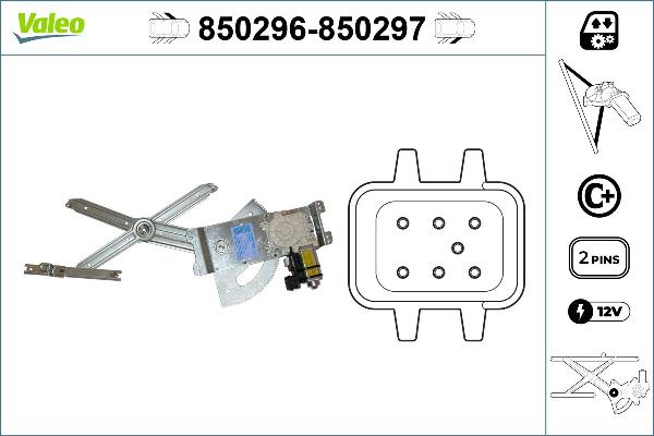 VALEO 850296 - Mecanism actionare geam aaoparts.ro