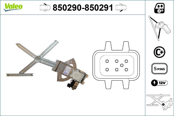 VALEO 850290 - Mecanism actionare geam aaoparts.ro