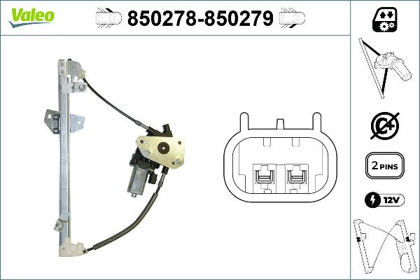 VALEO 850278 - Mecanism actionare geam aaoparts.ro