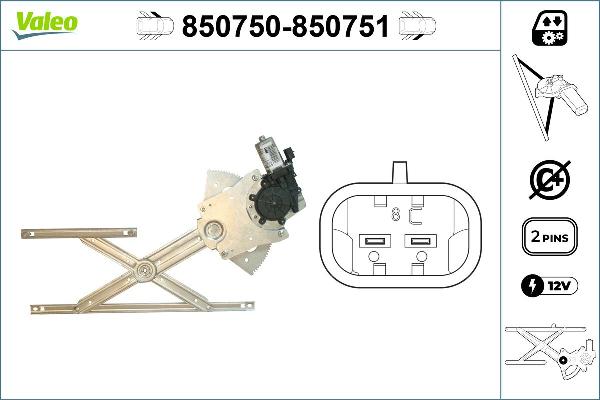 VALEO 850750 - Mecanism actionare geam aaoparts.ro