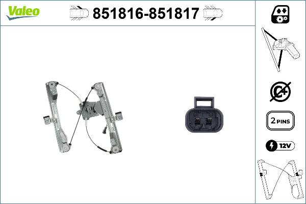 VALEO 851816 - Mecanism actionare geam aaoparts.ro