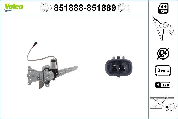 VALEO 851888 - Mecanism actionare geam aaoparts.ro