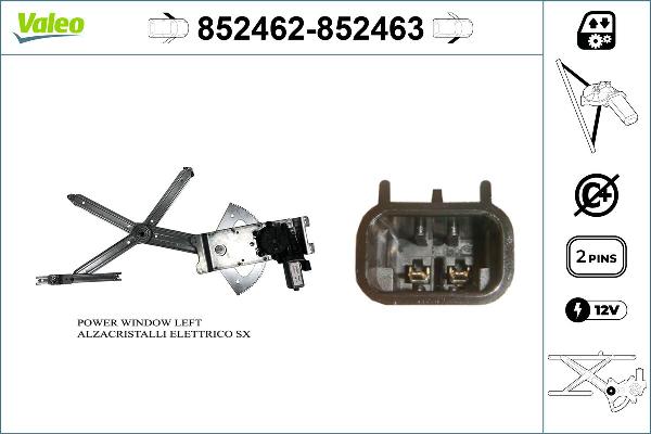 VALEO 852462 - Mecanism actionare geam aaoparts.ro