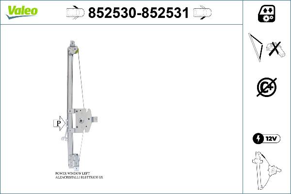VALEO 852530 - Mecanism actionare geam aaoparts.ro
