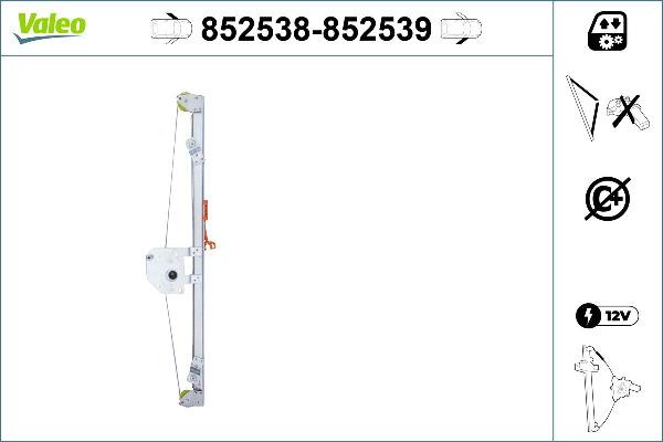 Valeo 852538 - Mecanism actionare geam aaoparts.ro