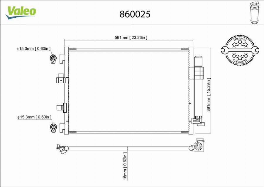 Valeo 860025 - Condensator, climatizare aaoparts.ro
