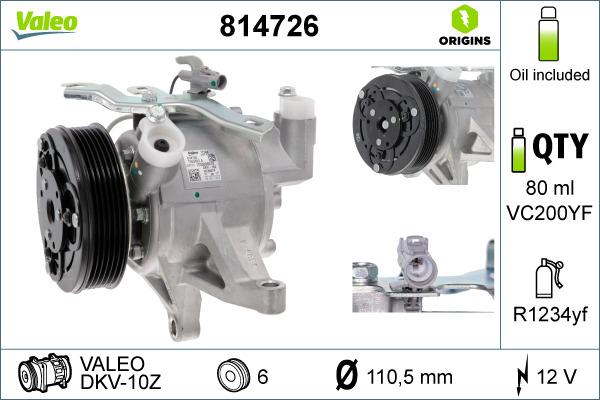 Valeo 814726 - Compresor, climatizare aaoparts.ro