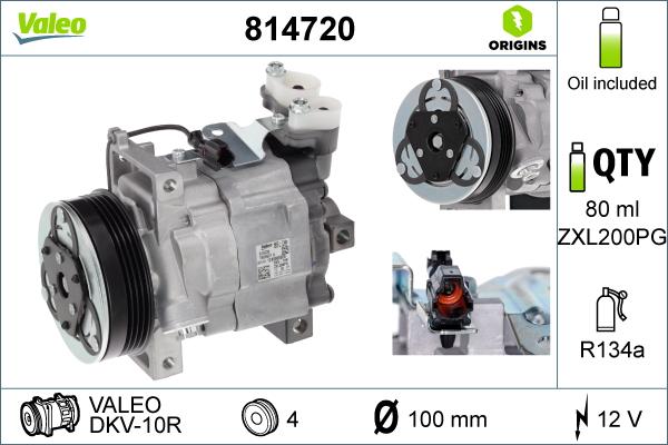 Valeo 814720 - Compresor, climatizare aaoparts.ro