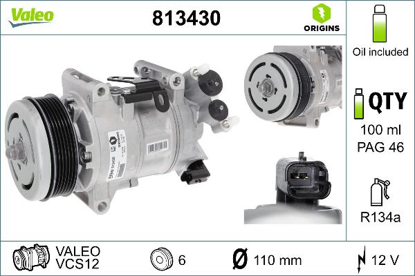 VALEO 813430 - Compresor, climatizare aaoparts.ro