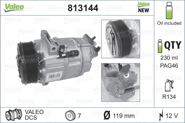 Valeo 813144 - Compresor, climatizare aaoparts.ro