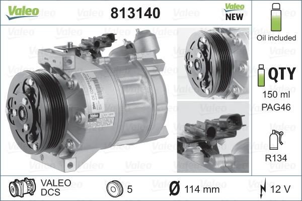 Valeo 813140 - Compresor, climatizare aaoparts.ro