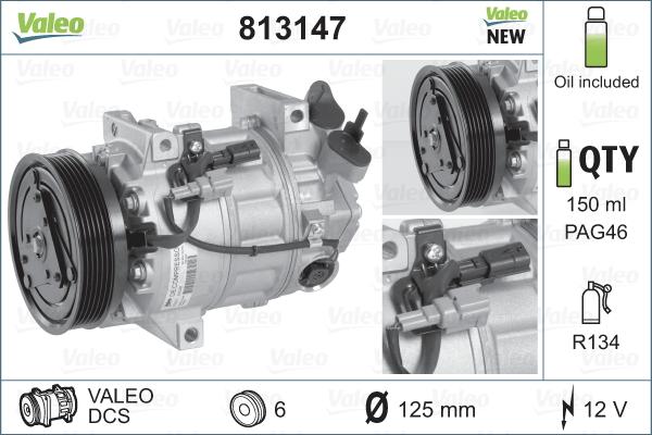 Valeo 813147 - Compresor, climatizare aaoparts.ro