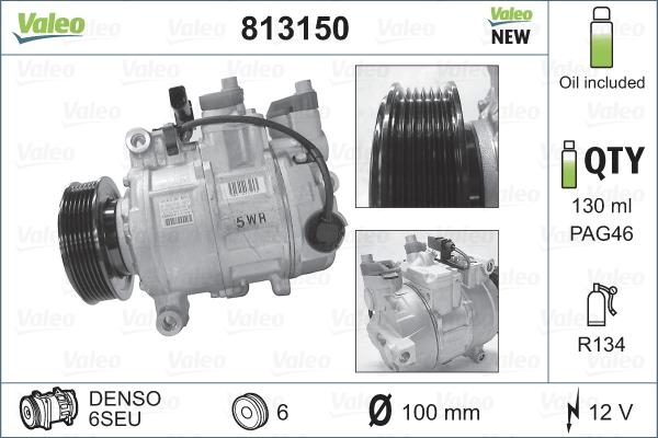 Valeo 813150 - Compresor, climatizare aaoparts.ro