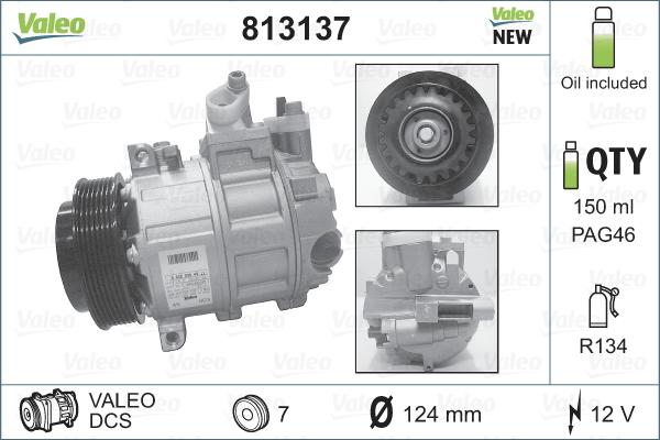 Valeo 813137 - Compresor, climatizare aaoparts.ro