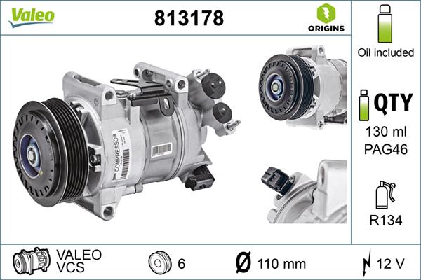 Valeo 813178 - Compresor, climatizare aaoparts.ro