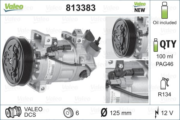 Valeo 813383 - Compresor, climatizare aaoparts.ro