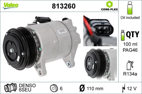 Valeo 813260 - Compresor, climatizare aaoparts.ro